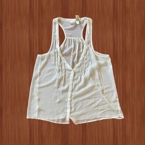 Mudd Cream Beaded Chiffon Tank Top - Size XL